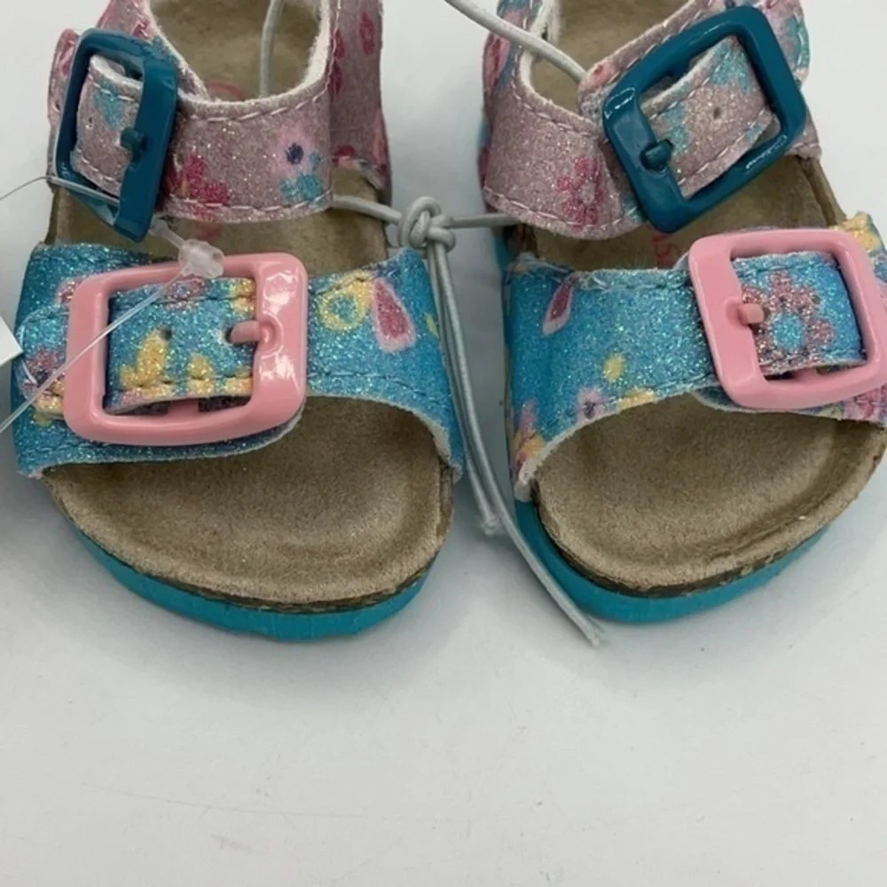 LAURA ASHLEY Blue & Pink Floral Sandals